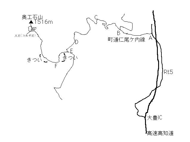 奥工石山(立川工石山)仁尾ヶ内ルート　マップ